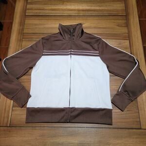 Tek Gear Brown & White Athletic Full Zip Jacket - Size Small